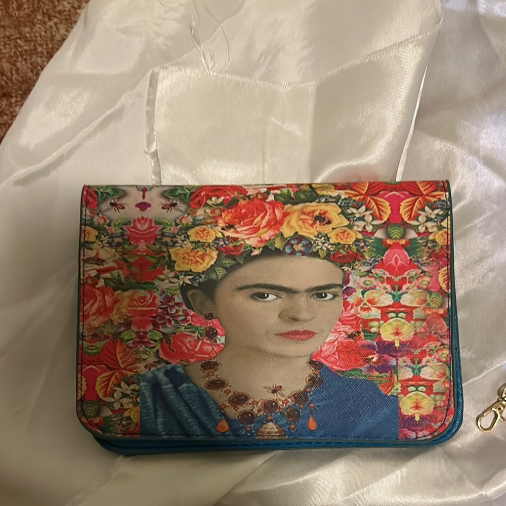 Frida Kahlo purse Floral Art Print Women's Bag Color Blue! NEW